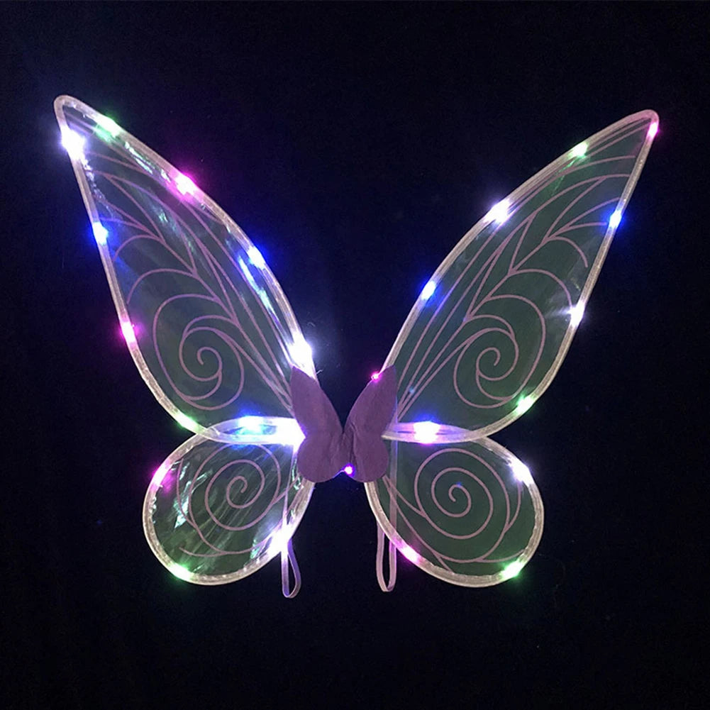 Dress Up Angel Wings LED Fairy Wings Butterfly Sequin Wings Glowing Elf Princess Costume for Kids Girls Christmas Birthday Party