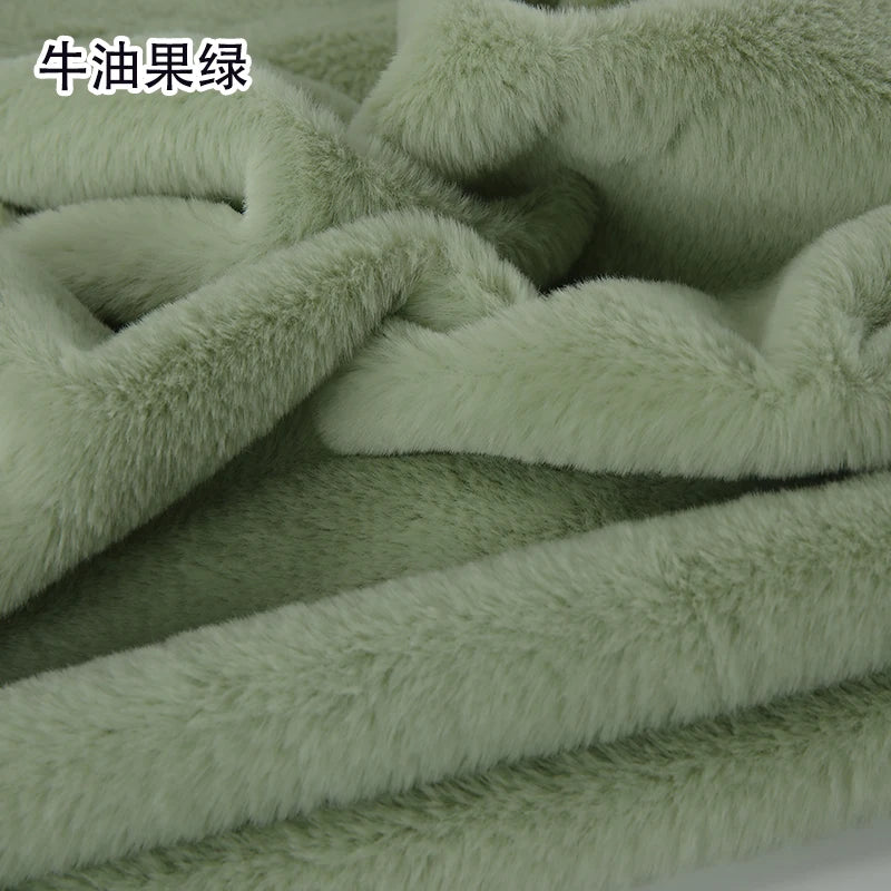 Plain Faux Fur Fabric Smooth by the Meter for Clothes Coats Dolls Sewing Thickened Imitation Rex Rabbit Plush Textile Soft Silky