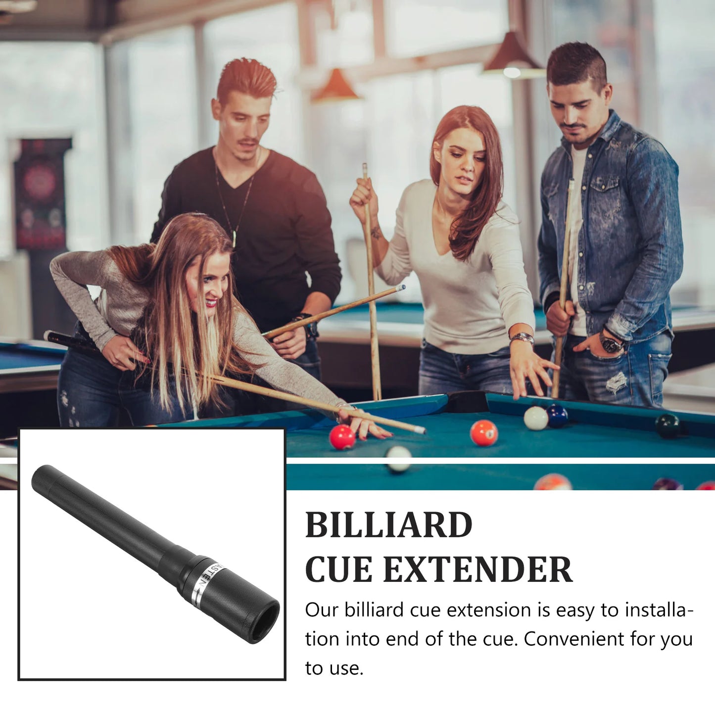 Pool Stick Extension Ergonomic Golfs Cue Extender Portable Rod Shaft Billiard Supplies Snooker Balls Pool Cue Extensions