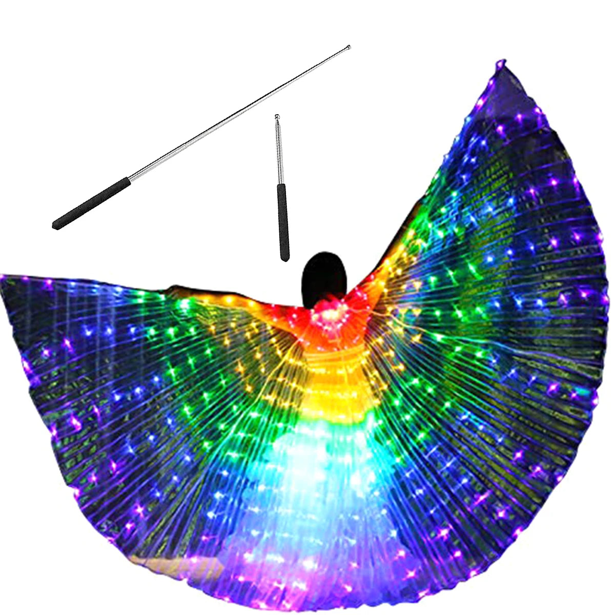 LED Isis Wings Belly Dance Wings LED Butterfly Wings Glowing Costume Performance Clothing for Carnival Halloween Christmas Party