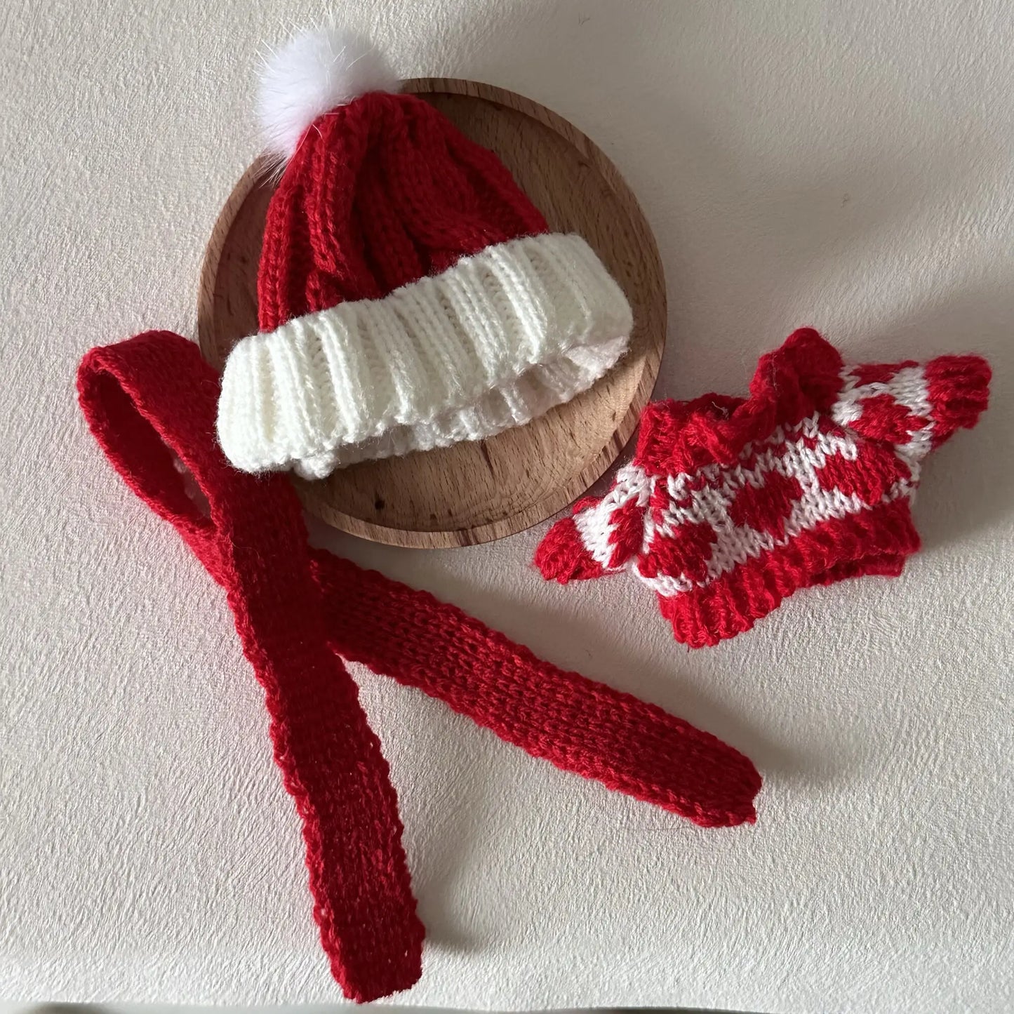 17cm Labubu Doll Clothes Macaron Labubu Christmas Costumes Set V1 V2 Winter Christmas Sweater Scarf Set Clothing 