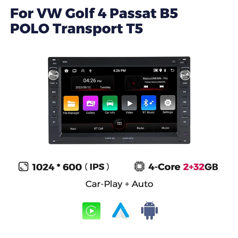 MEKEDE 7'' 2Din Wireless Carplay Car Radio Stereo for VW Passat B5 MK4 MK5 Golf 4 Polo Bora Jetta T5 WIFI RDS BT Android Auto