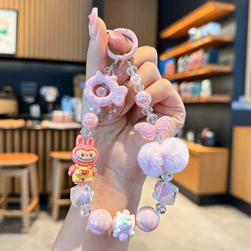 New Christmas Labubu Kawaii Particles Keychain Bag Cell Phone Charm Key Chain Christmas Gift