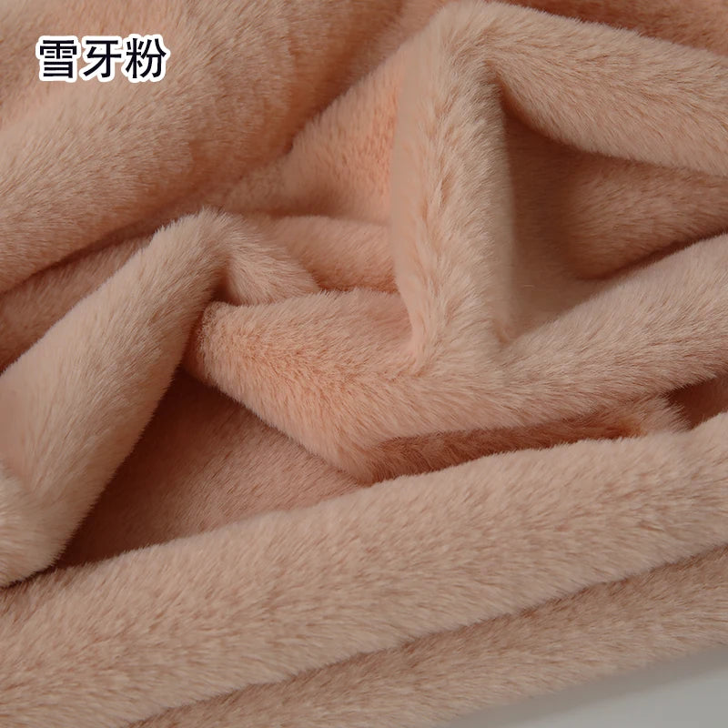 Plain Faux Fur Fabric Smooth by the Meter for Clothes Coats Dolls Sewing Thickened Imitation Rex Rabbit Plush Textile Soft Silky