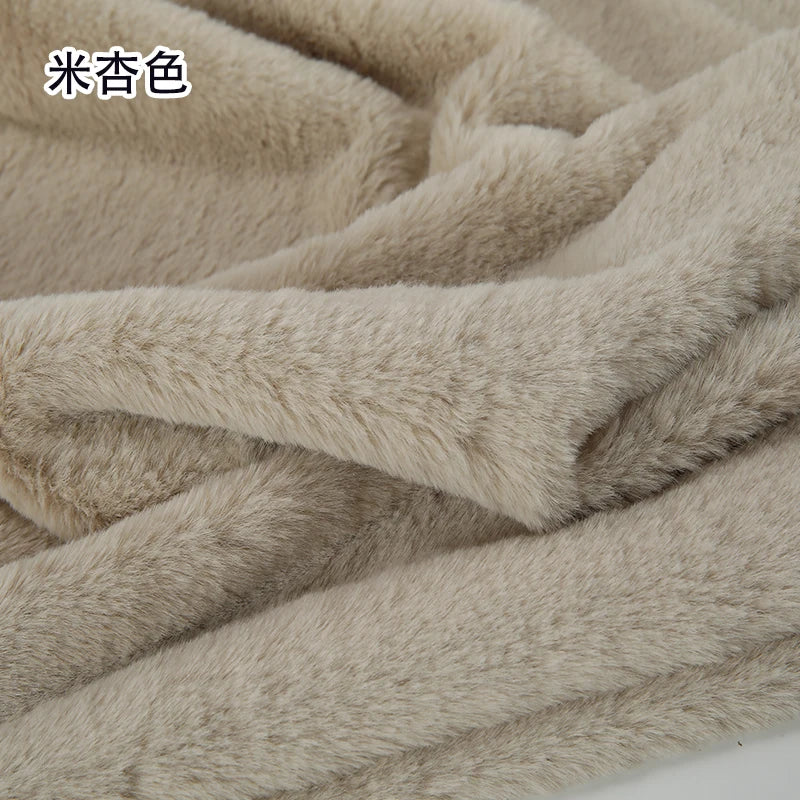 Plain Faux Fur Fabric Smooth by the Meter for Clothes Coats Dolls Sewing Thickened Imitation Rex Rabbit Plush Textile Soft Silky