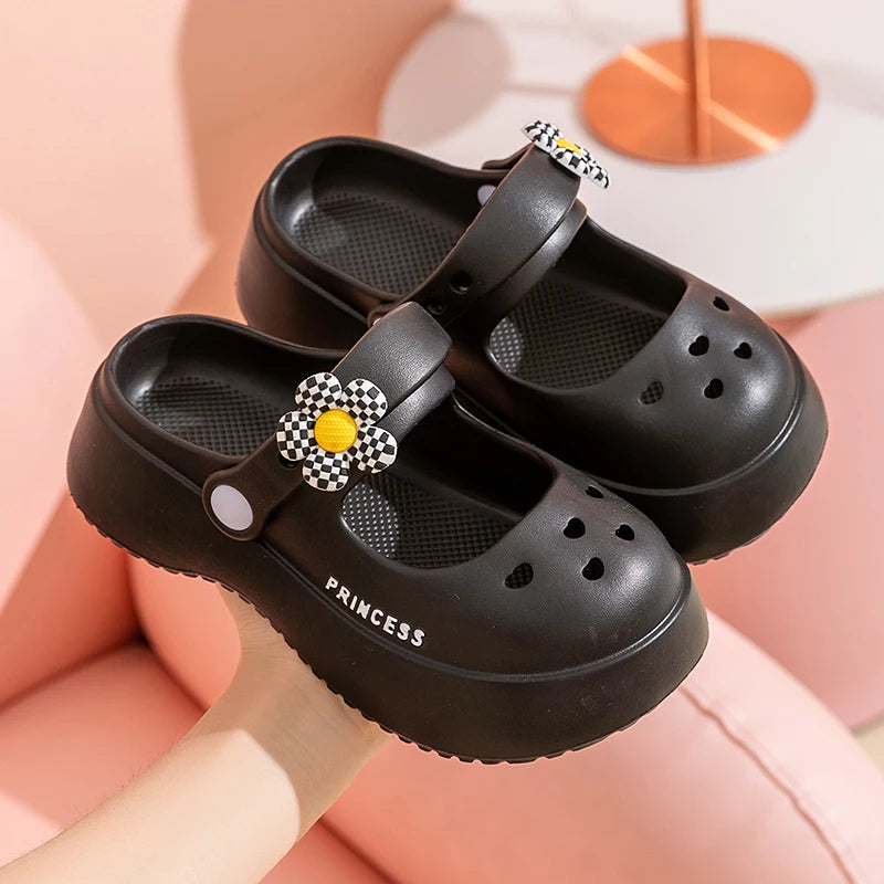 Clogs for Kids Girls Size 35 Mary Jane Slippers 6-14 Years Old and Above Princess Womens Garden Shoes Casual Platform Sandal