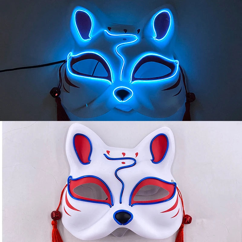 New Halloween Horror Party Mask Cosplay Movie Mask Neon LED Luminous Mask EL Cold Light Fluorescent Mask Masquerade Décor