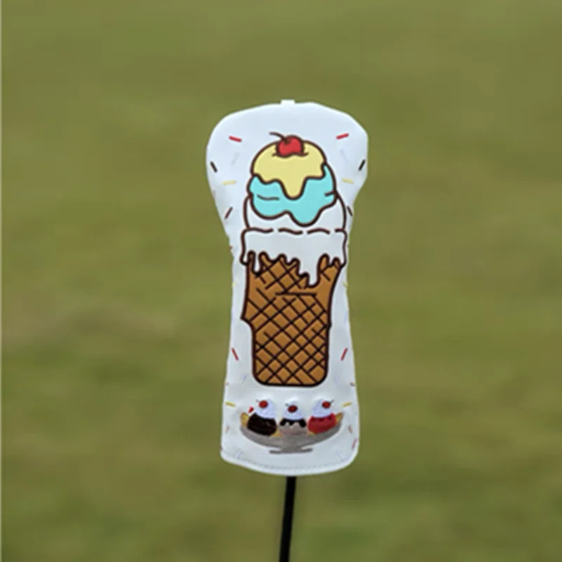 Ice Cream Design Golf Club #1 #3 #5 Wood Headcovers Driver Fairway Woods Cover PU Leather Head Covers