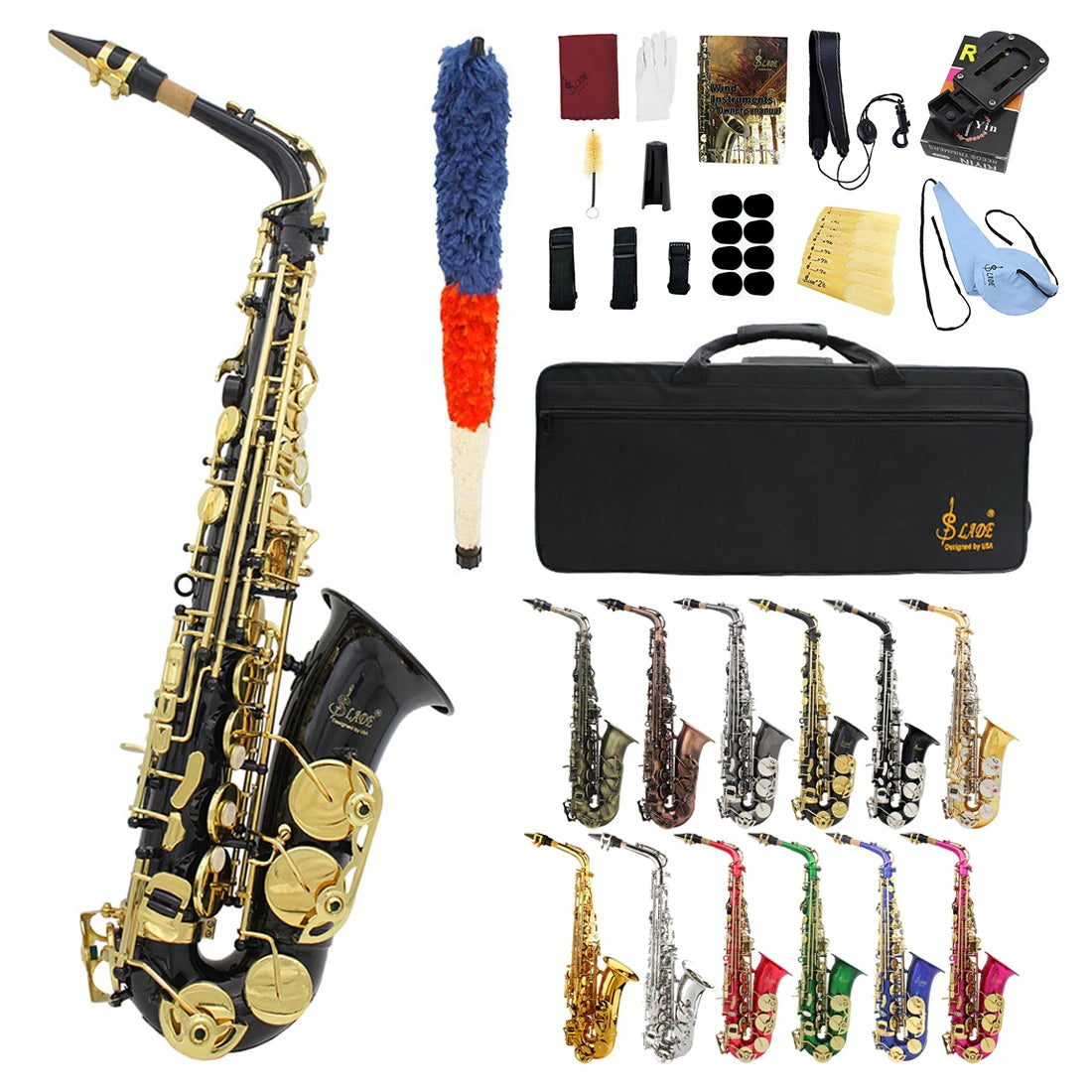 SLADE Eb Alto Saxophone High Quality Brass Body Saxophone Set Professional Woodwind Instruments With Case Reed Sax Accessory