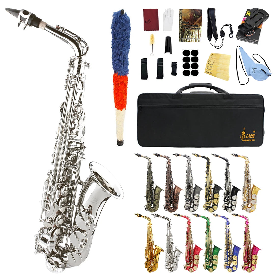 SLADE Eb Alto Saxophone High Quality Brass Body Saxophone Set Professional Woodwind Instruments With Case Reed Sax Accessory