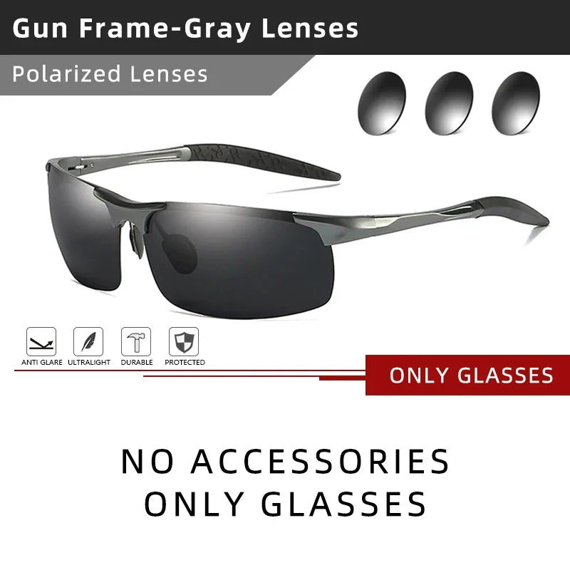 CLLOIO Brand Men's Polarized Sunglasses Aluminum Frame UV400 Anti-Glare Sun Glasses Male Driving Glasses Rimless Oculos De Sol