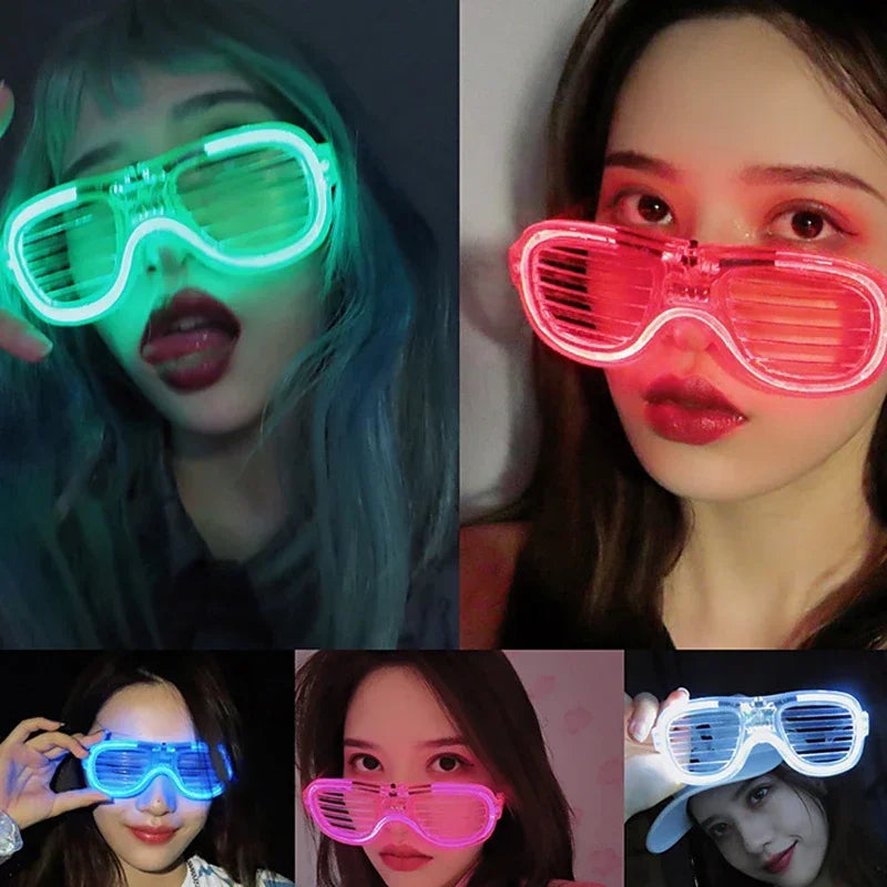 Light Up LED Shutter Glasses Party Sunglasses Glow in the Dark Neon Blinds for Rave Christmas Birthday Wedding Party Decoration