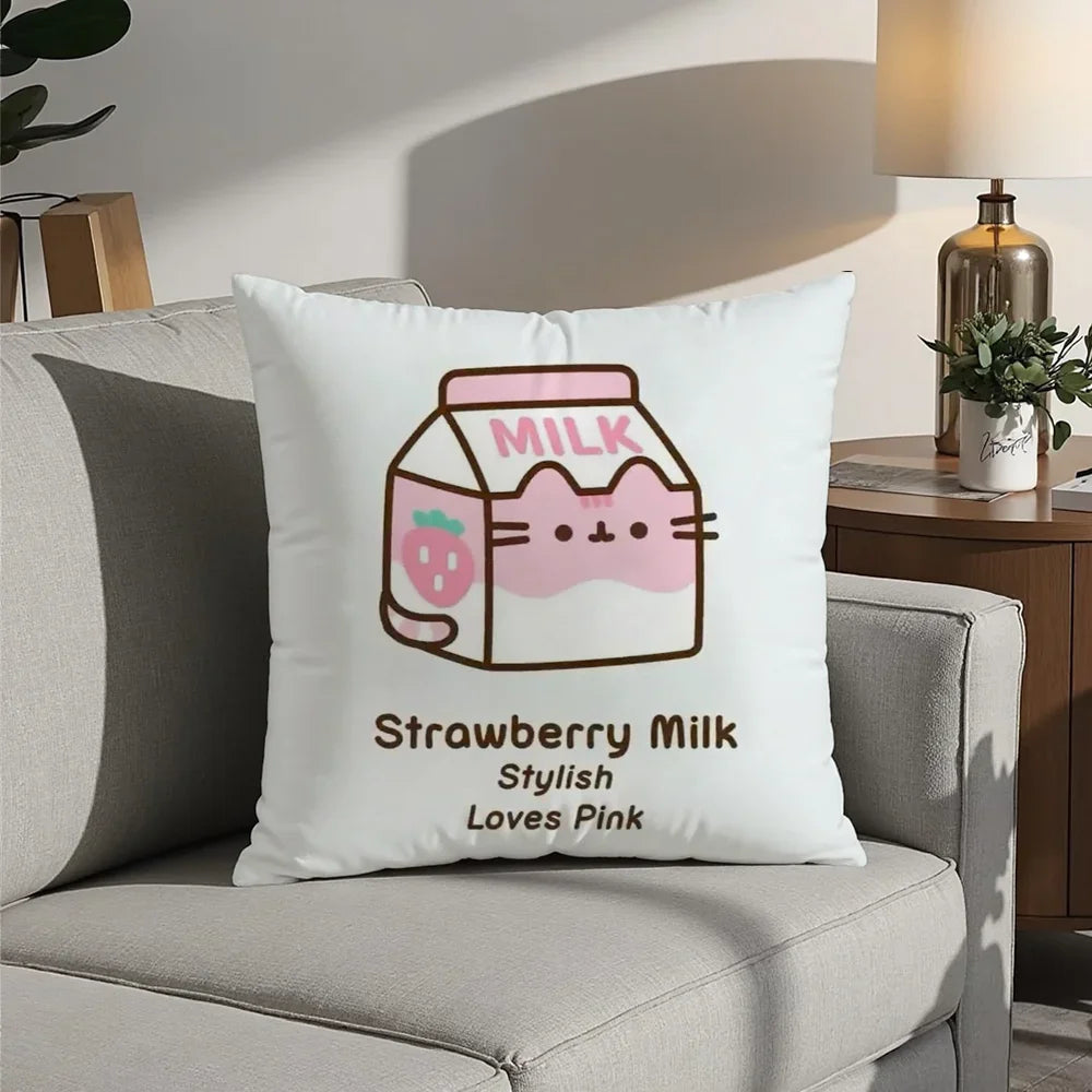 Cute P-PusheenS Cartoon Pillow Case Plush Fabric Soft Pillowcase Double Sided Print Cushion Cover Household Gifts