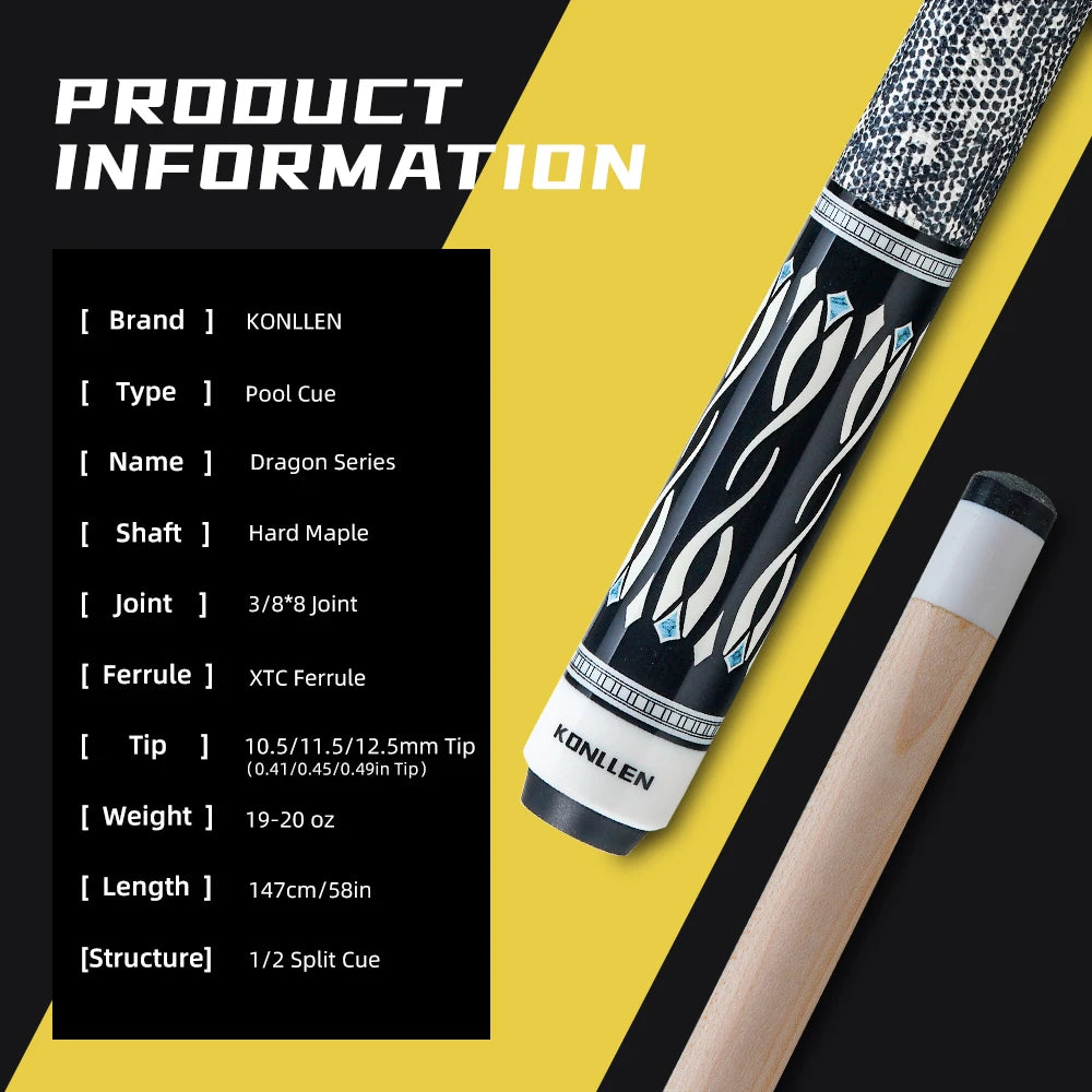 KONLLEN Pool Cue Stick Pro Taper Canadian Maple Billiard Pool Sticks for Adults With Low Deflection Shaft (10.5mm/11.5mm/12.5mm