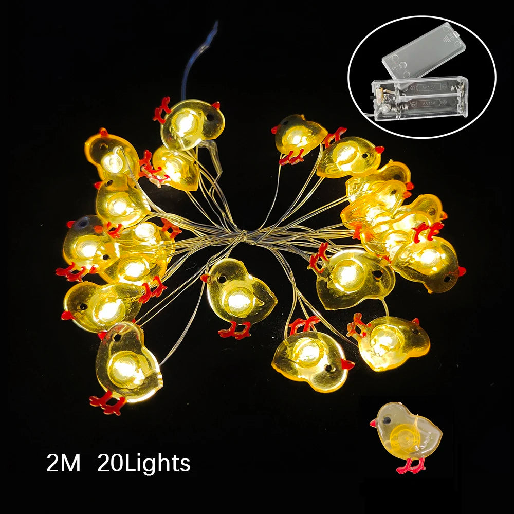 2M 20Leds Easter Fairy Light String Easter Eggs Rabbit Carrot Led Lights for Home Garland Diy Light Happy Easter Decoration 2025