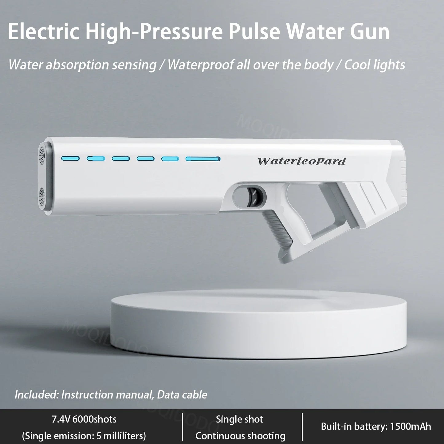Electric Water Gun Toy With Light Waterproof Fully Automatic Water Pistol Spray Burst Absorbing Outdoor Pool Toys for Kids Gifts