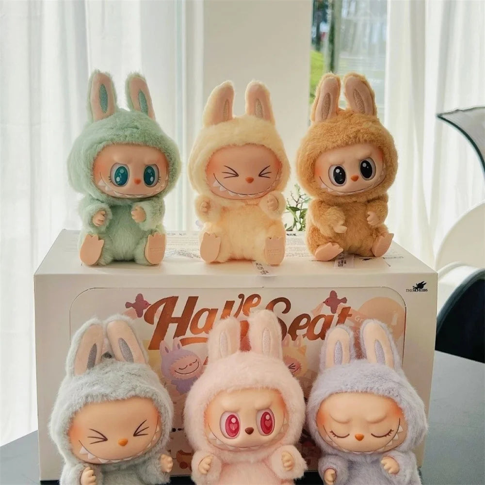 Kawaii Labubu the Monsters Series Plush Blind Box Keychain Pendant Exciting Macaron Have a Seat Mystery Box Doll Figure Toys