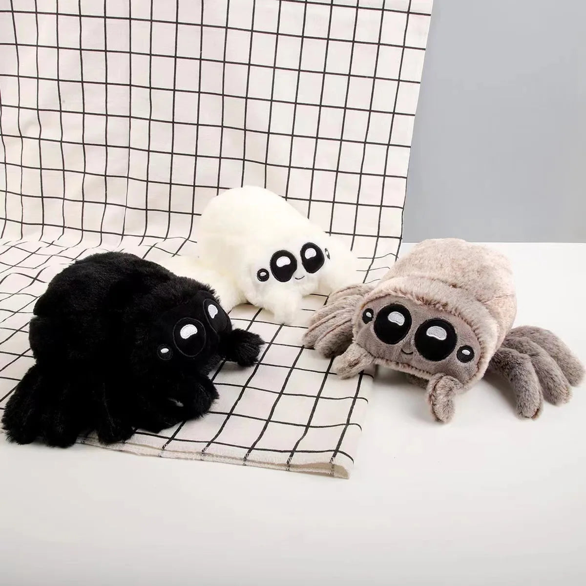 Lucas Friend Spider Plush Toy Kawaii Black White Spider Doll Home Decoration Pillow Soft Stuffed Halloween Gifts Toy for Kids