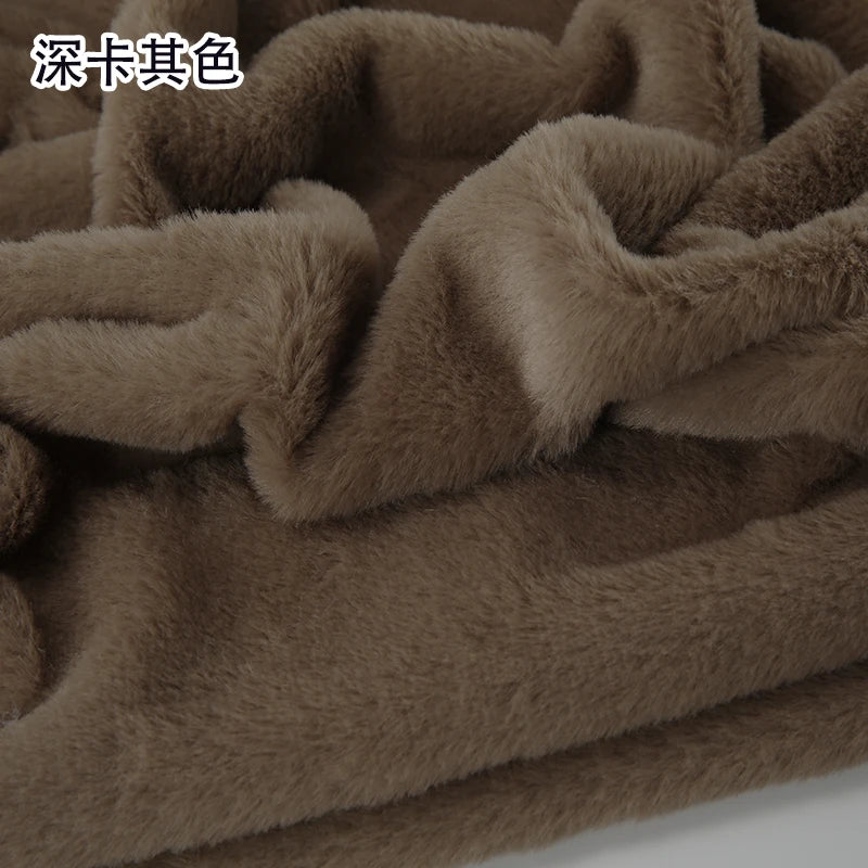 Plain Faux Fur Fabric Smooth by the Meter for Clothes Coats Dolls Sewing Thickened Imitation Rex Rabbit Plush Textile Soft Silky