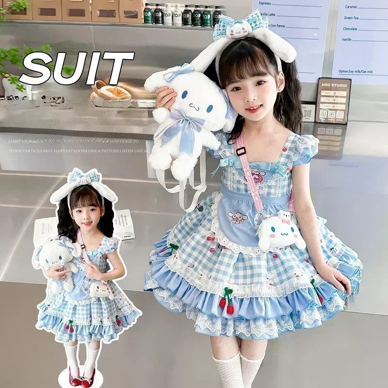 Sanrio Cinnamoroll Children's CosPlay Kuromi Dress Blue Girl Strap Skirt My Melody Dress Princess Dress Girl's Birthday Gifts