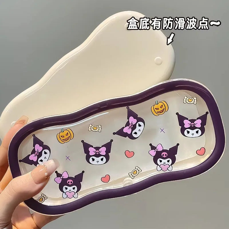 Hello Kitty Glasses Case Sanrio Storage Box Anime Kawaii Cartoon Transparent Wave Sunglasses Protective Case Gifts for Girls