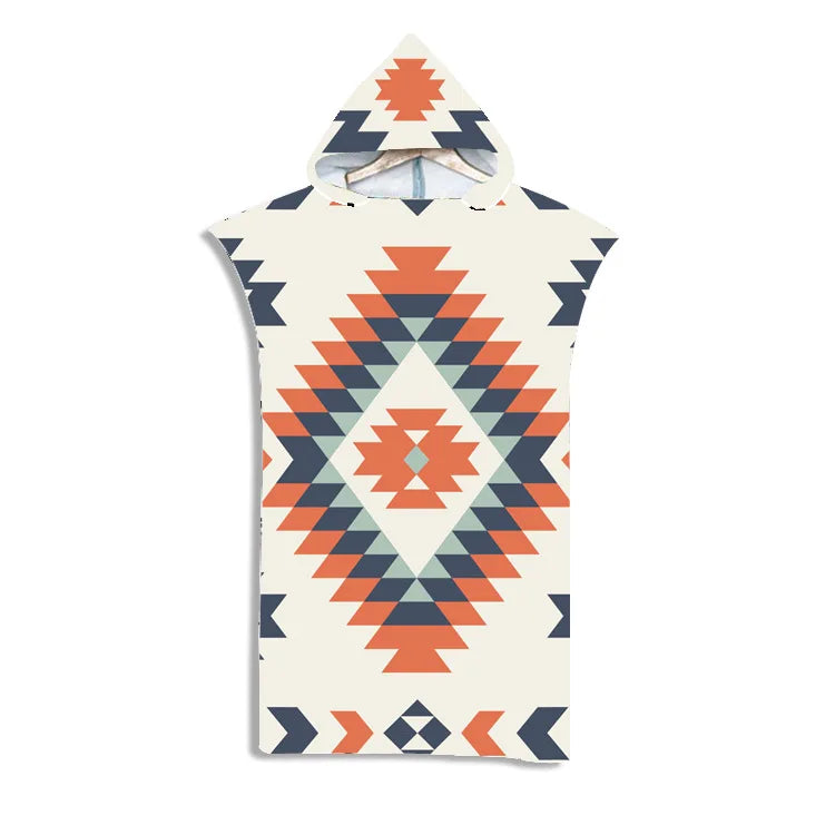 Customizable 3D Pattern Microfiber Quick Dry Summer Hooded Beach Towel Adult Kids Swim Beach Bathrobe Surf Cloak Diving Poncho