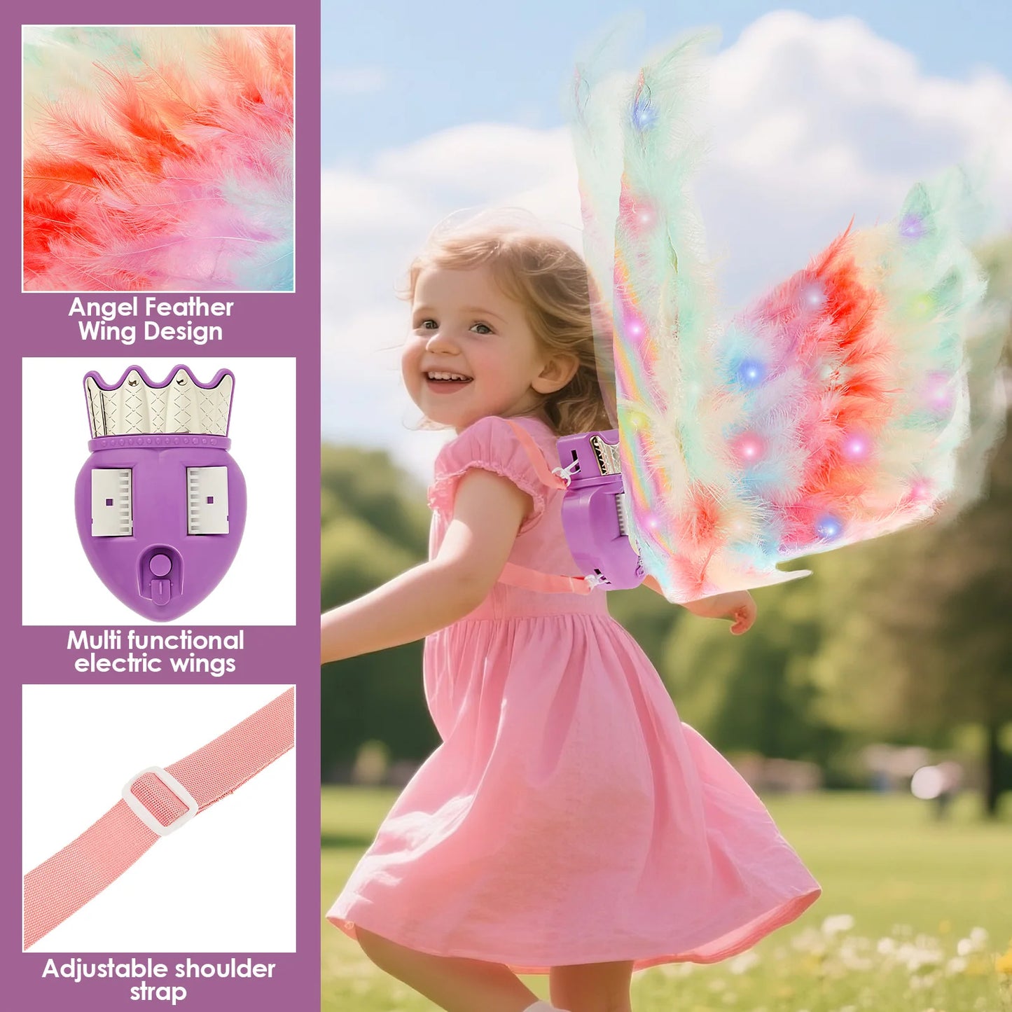 Fairy Wings LED Angel Wings Butterfly Wing Sparkling Sheer Wings Butterfly Fairy Halloween Costume Angel Wings for Women Kids