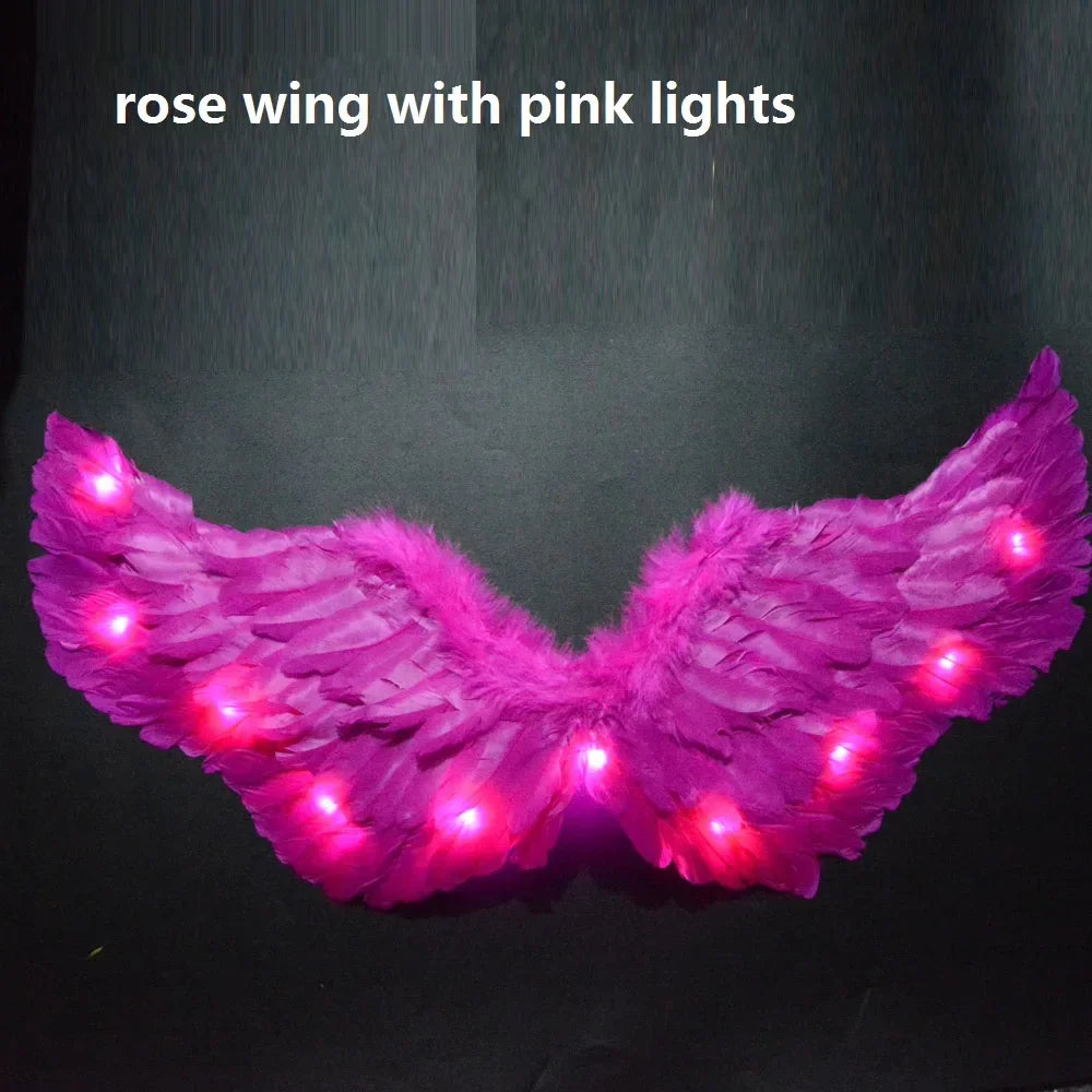 Princess Women Kids LED Glow Light Angel Feather Wing Fairy Girls Props Party Costume Wedding Decoration Christmas Halloween