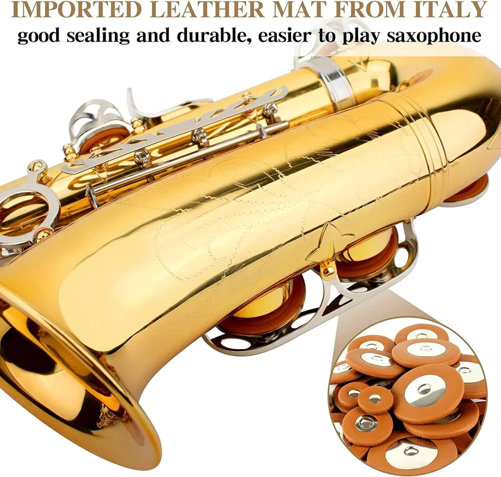 SLADE Golden Silver Saxophone Brass Eb Alto Saxophone Box Cleanning Cloth Reed Strap Glove Trimmer Parts for Beginners Adults