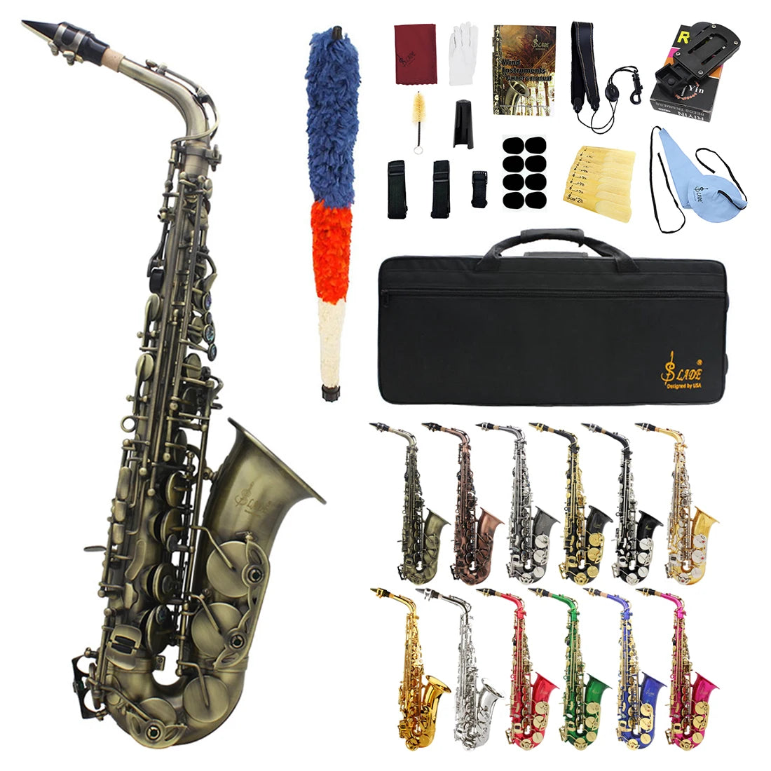SLADE Eb Alto Saxophone High Quality Brass Body Saxophone Set Professional Woodwind Instruments With Case Reed Sax Accessory