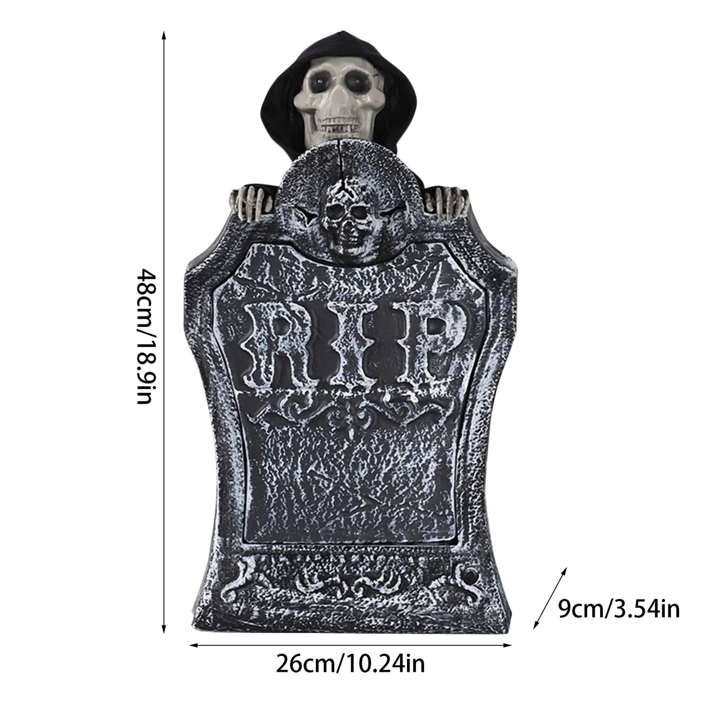 Halloween Haunted House Decor Horror Tombstone Adjustable Lifting Sound and Light Tombstone Halloween Garden Decoration Props