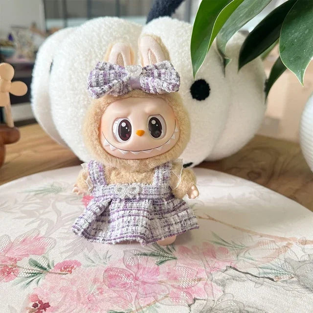 Cute Doll Clothes Outfit Accessories Classic Dress Set for 17CM Labubu V2 Mini Dolls Clothing Girl Kid Gift Labubu Ropa