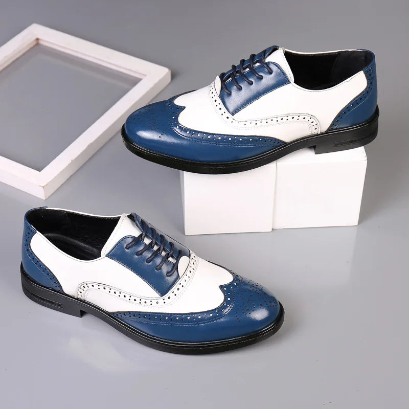 Luxury Designer Patent Leather Shoes Men Pointed White Black Mixed Oxfords Wedding Dress Formal Footwear Zapatos Hombre