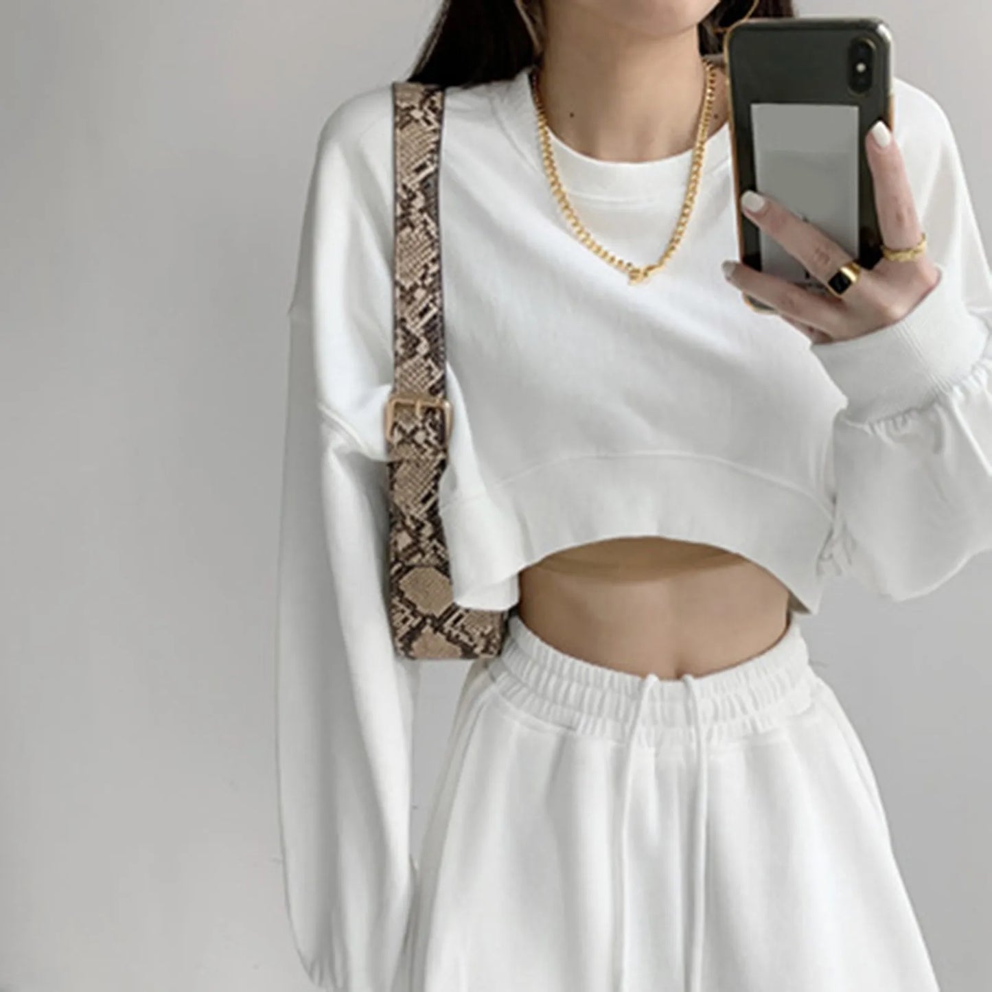 Womens Y2k Crop Top Solid Long Sleeve Top Loose Hoodie Oversized Sweatshirt Autumn Women'S Clothing Sudaderas De Mujeres Pusheen