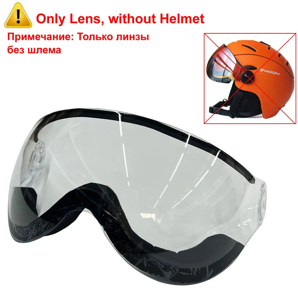 MOON Professional Half-Covered Ski Helmet Integrally-Molded Sports Man Women Snow Skiing Snowboard Helmets With Goggles Visor