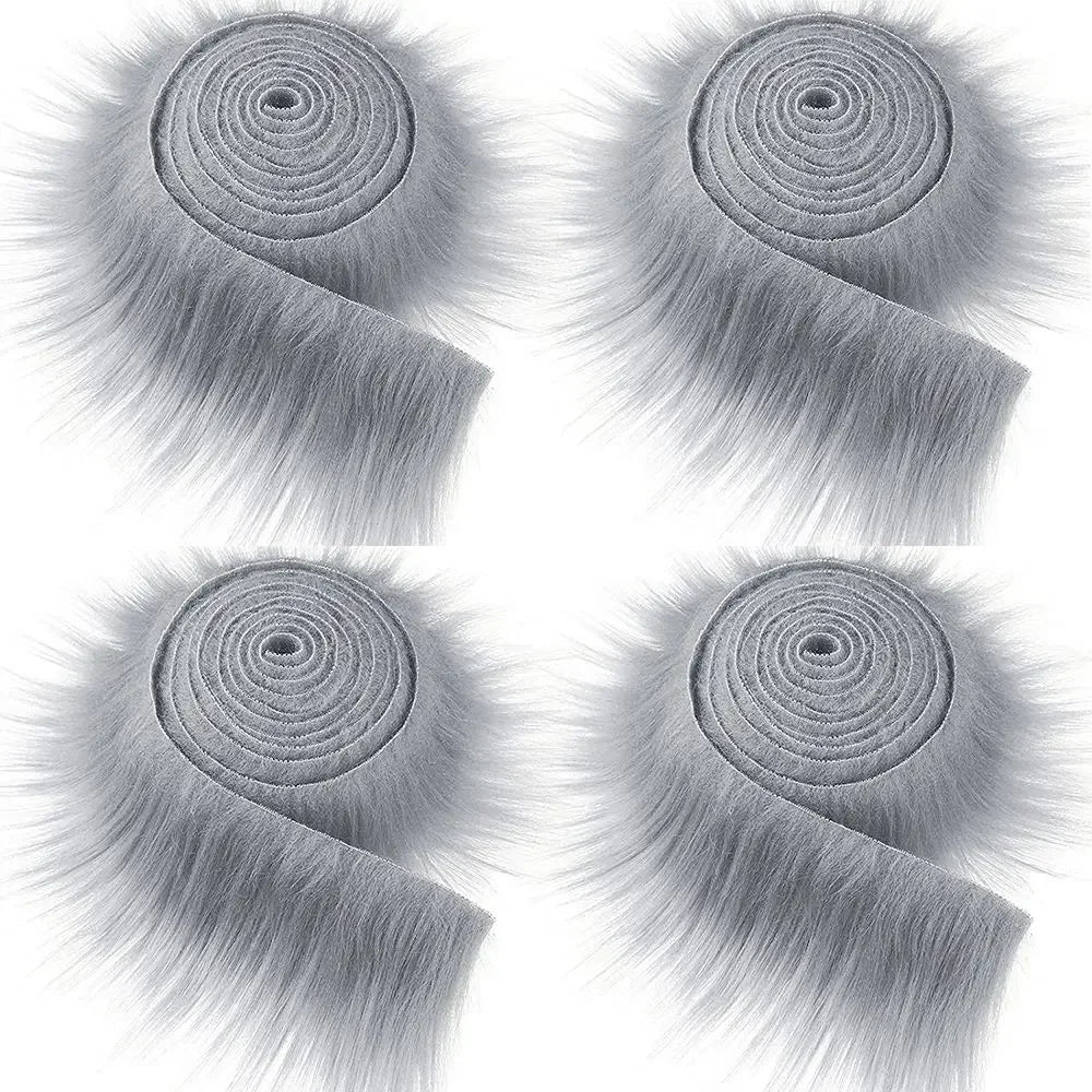 1.5M Faux Fur Ribbon Tapes Trim Fabric Roll Plush Fur Stripe Long Plush Fur Fabric Fluffy Trimming for Winter Costume DIY Crafts
