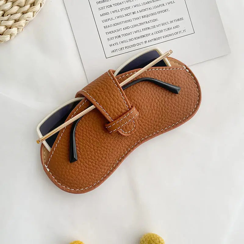 Fashion Women Glasses Case With Rope Leather Soft Glasses Storage Bag Portable Sunglasses Accessories Eyeglasses Sunglasses Case
