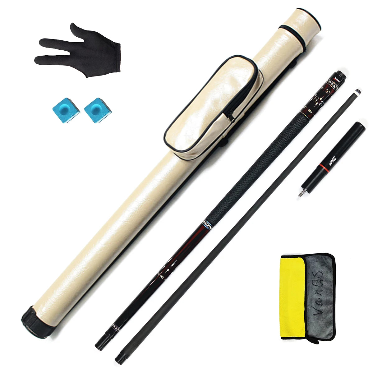 YFen Carbon Fiber Billiard Pool Cue 1/2-Pc With Cue Bag and Extension Kit Gift Set