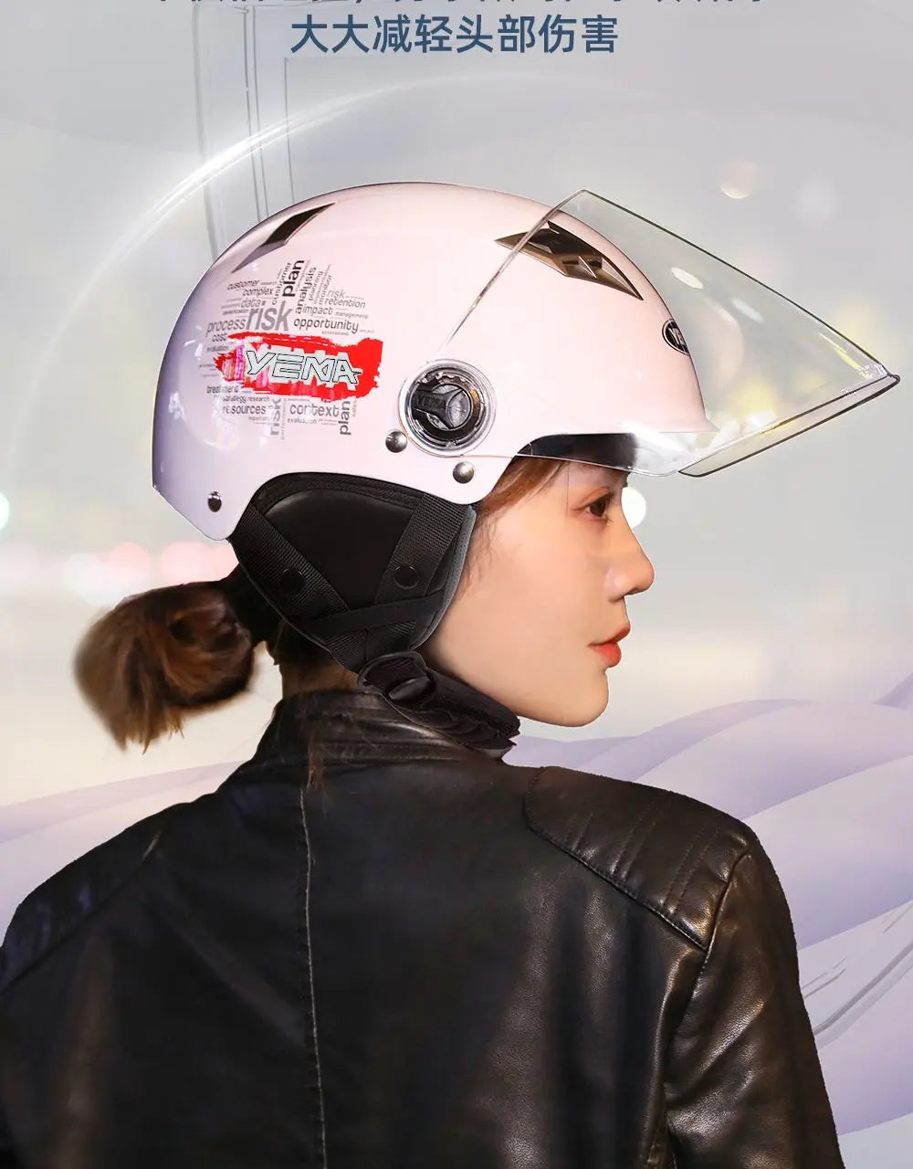YEMA Casco Go Kart Scooter Motor Van Motorcycle Dual Lens Vintage Helmets Four Seasons Racing Half Helmets Casque Helmet