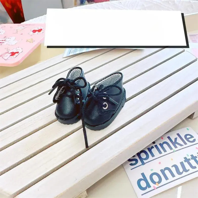 10Cm Cotton Doll Shoes for 17cm Labubu Pink and White Black Princess Small Leather Shoes Plush Toy Accessories Baby Shoes