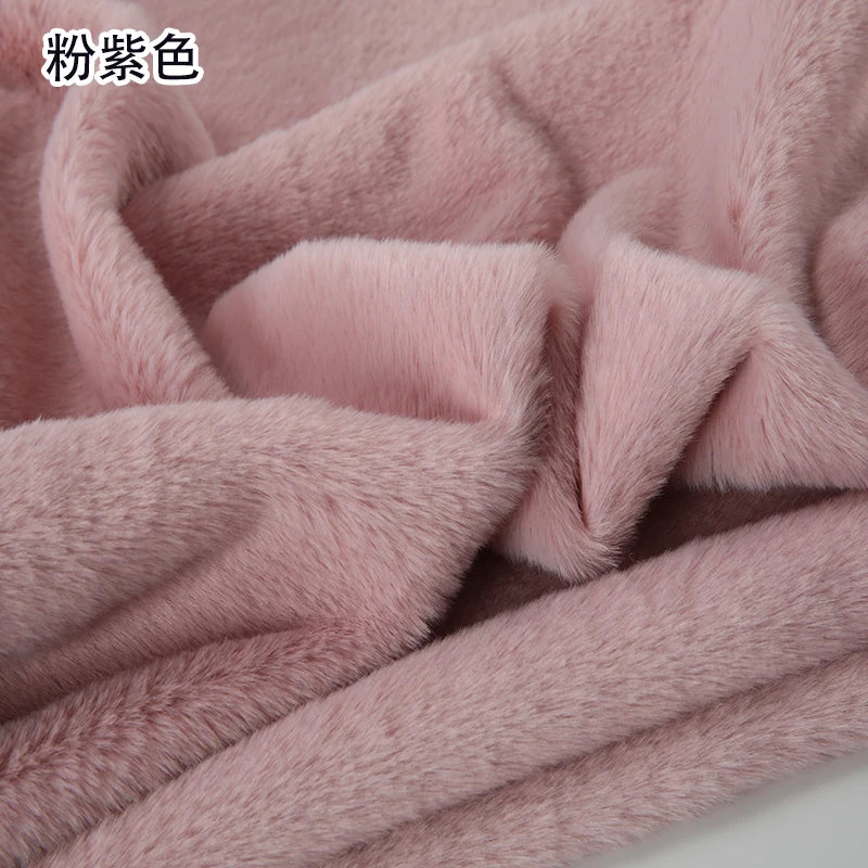 Plain Faux Fur Fabric Smooth by the Meter for Clothes Coats Dolls Sewing Thickened Imitation Rex Rabbit Plush Textile Soft Silky
