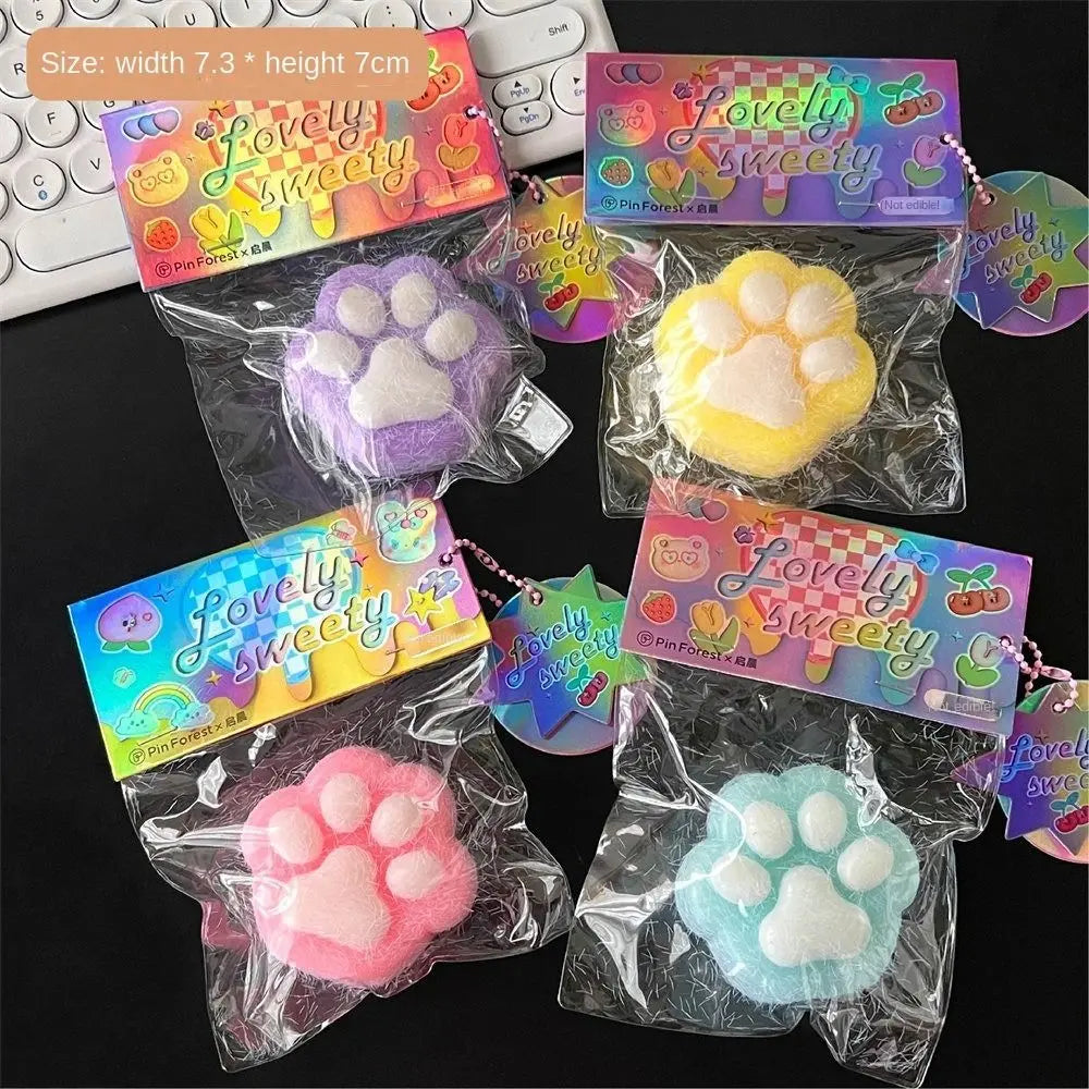 Pinch Toy Toast Cat Paw Slow Rebound Toy Cat's Paw Donut Squeeze Paw Toys Soft Cute Pinch Fidget Toy Anxiety Relaxing