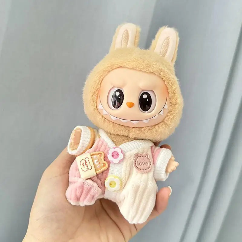 Mini Plush Doll'S Clothes Outfit Accessories for Korea Kpop Exo Labubu V1 V2 Idol Dolls Goose Dinosaur Macaron Clothing Gift