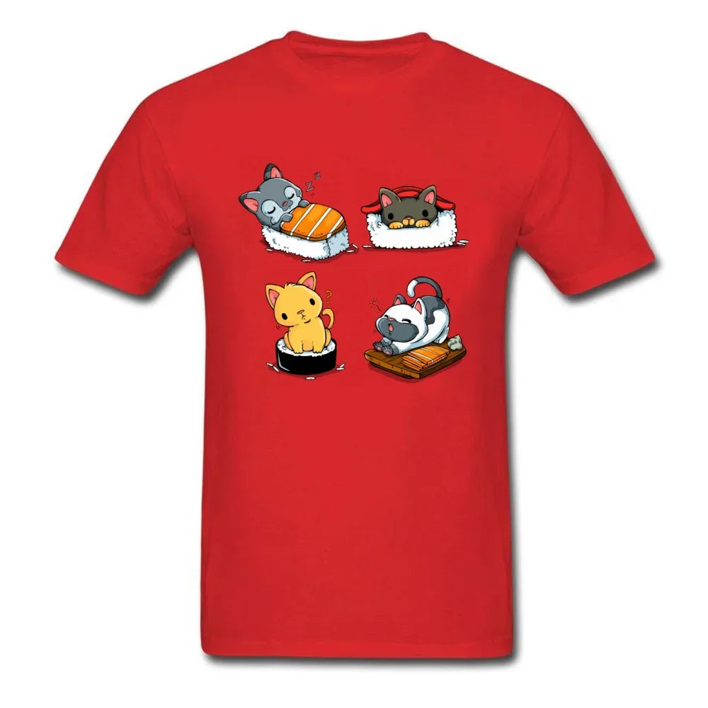 Ameowzing Kawaii Pusheen the Cat Sushi T Shirt. Short Sleeve 100% Cotton Casual T-Shirts Loose Top Size S-3xl