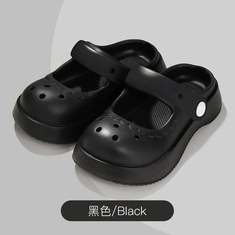 Summer Solid Girls Slippers EVA Soft Anti Slip Platform Kids Clogs Shoes Waterproof Hollow Out Garden Beach Children Slippers