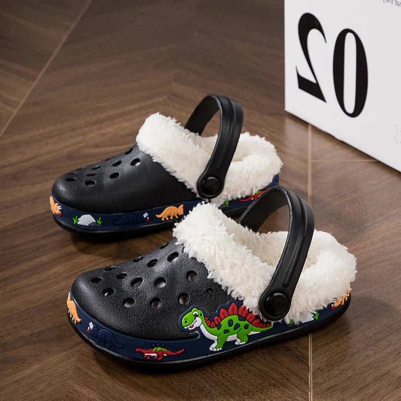 Winter Kids Sandals Fleece-Lined Non Slip Children Slippers Girls Shoes Unicornio Mules & Clogs Cartoon Cute Infant Garden Shoes