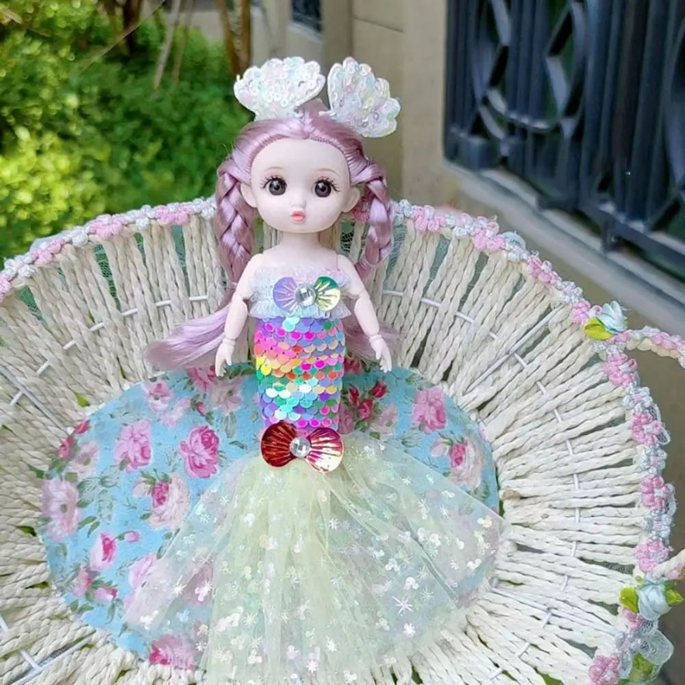 24cm Bjd Sequin Mermaid Doll Joints Movable Fashion Clothes Wedding Dress Costume Clothes Girl Princess Play House Toy Gift