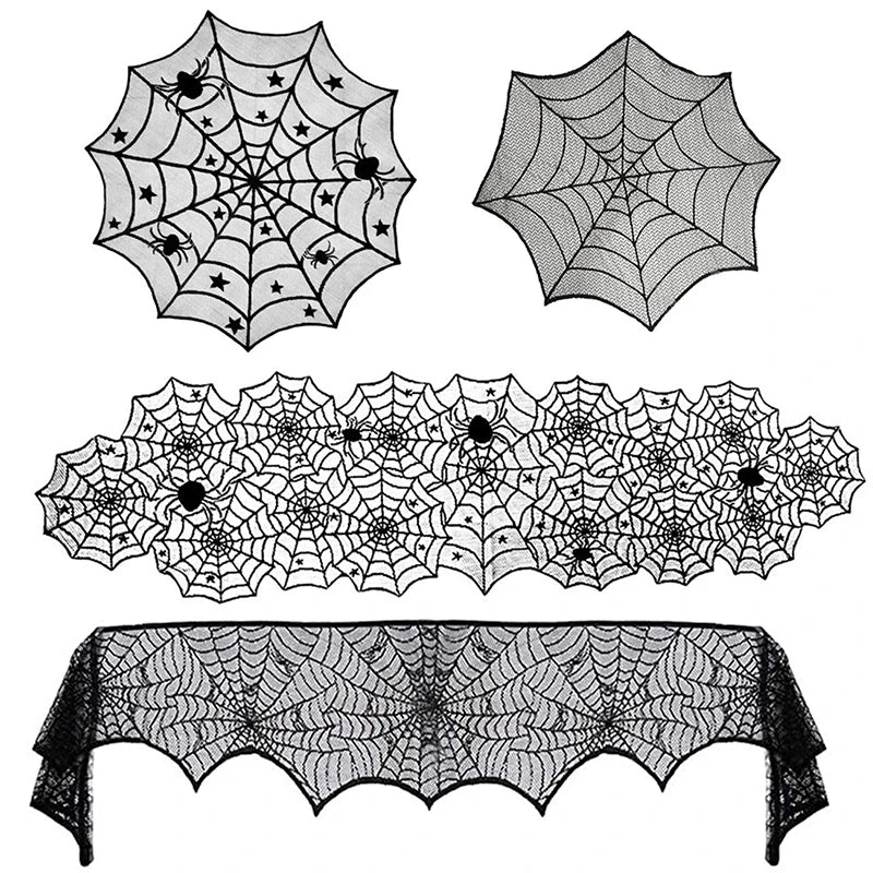 Halloween Tablecloth Table Cover Halloween Fireplace Decor Halloween Spider Web Tablecloth Halloween Party Decoration Supplies