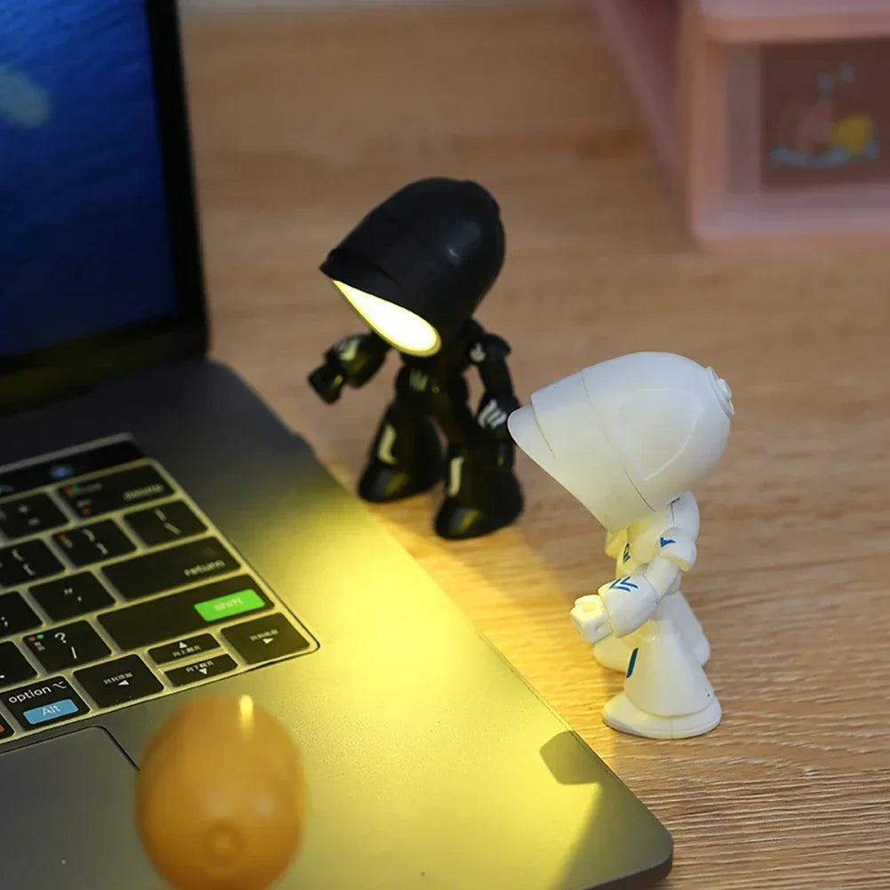 Mini Table Lamp Cute Robot Hero Led Desk Night Light Bedroom Study Reading Book Lamps Night Light Eye Protection Bedside Lights