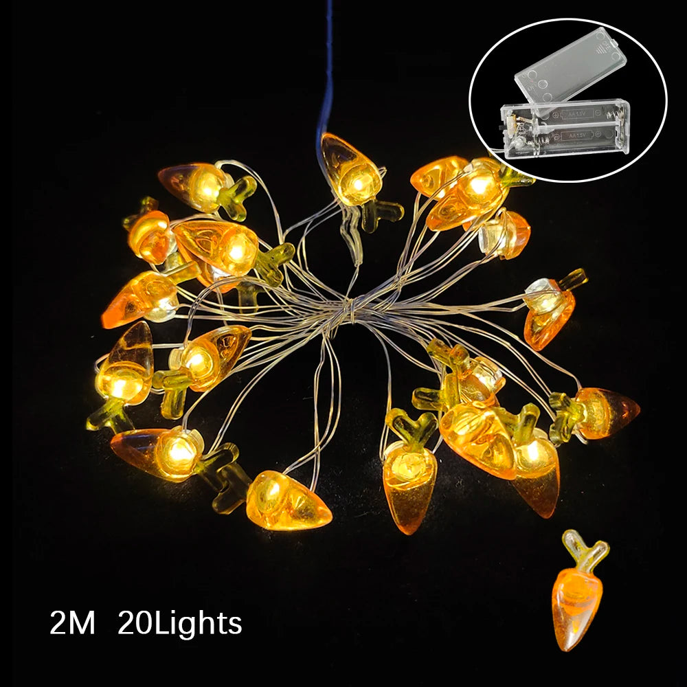 2M 20Leds Easter Fairy Light String Easter Eggs Rabbit Carrot Led Lights for Home Garland Diy Light Happy Easter Decoration 2025